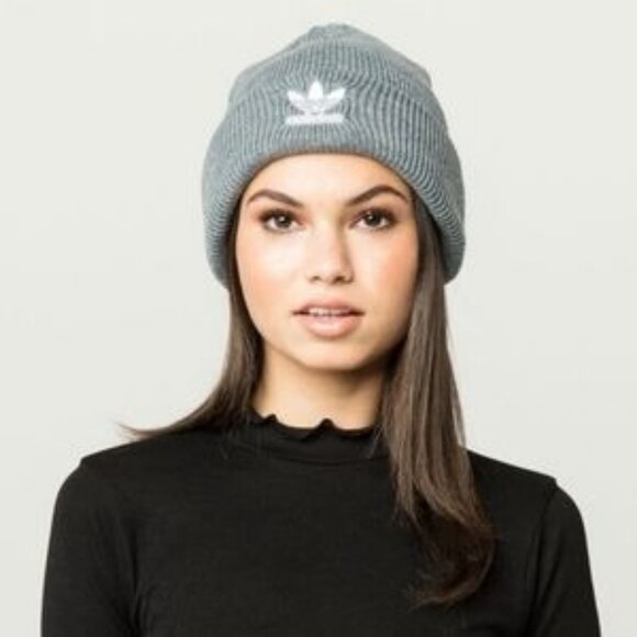 Adidas Accessories - Adidas Gray Knit Trefoil Beanie